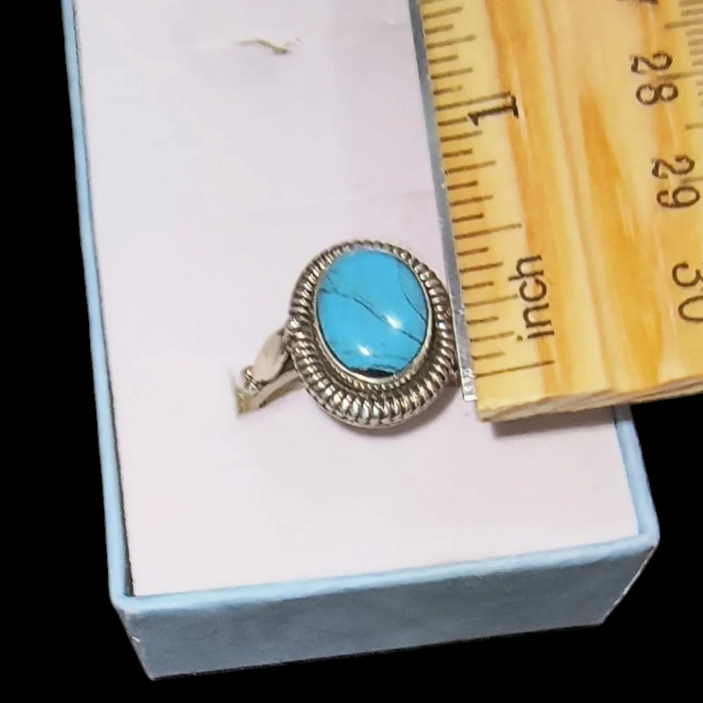 Sterling Silver & Faux Turquoise Southwestern Style Ring